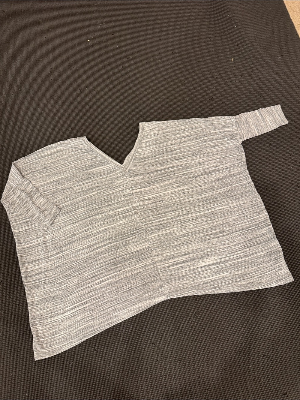 dolan Heathered Gray Striped V-Neck Top